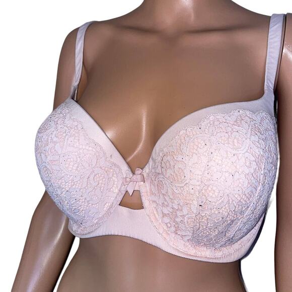 Victoria's Secret Pale pink lace bra underwire push up SZ 38DD Barbie - Picture 1 of 7